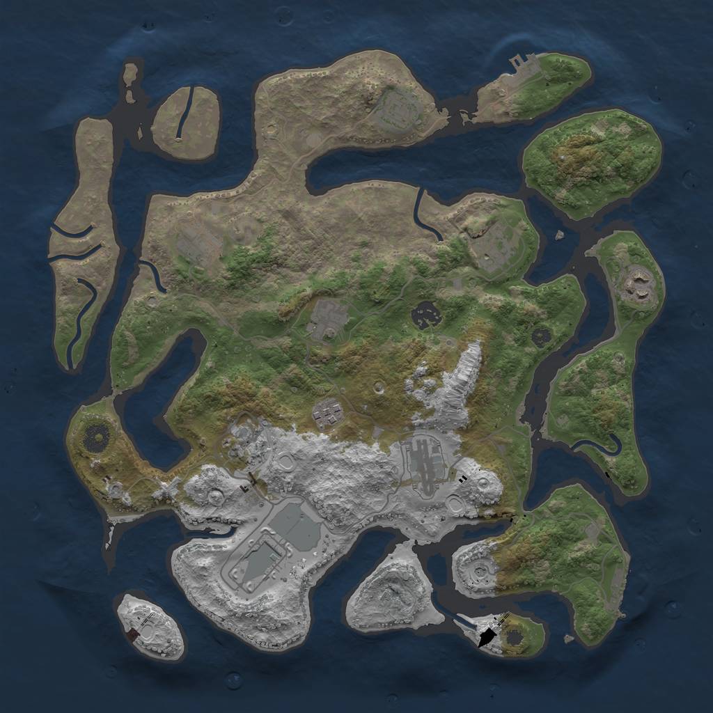 Rust Map: Procedural Map, Size: 3800, Seed: 2100, 18 Monuments