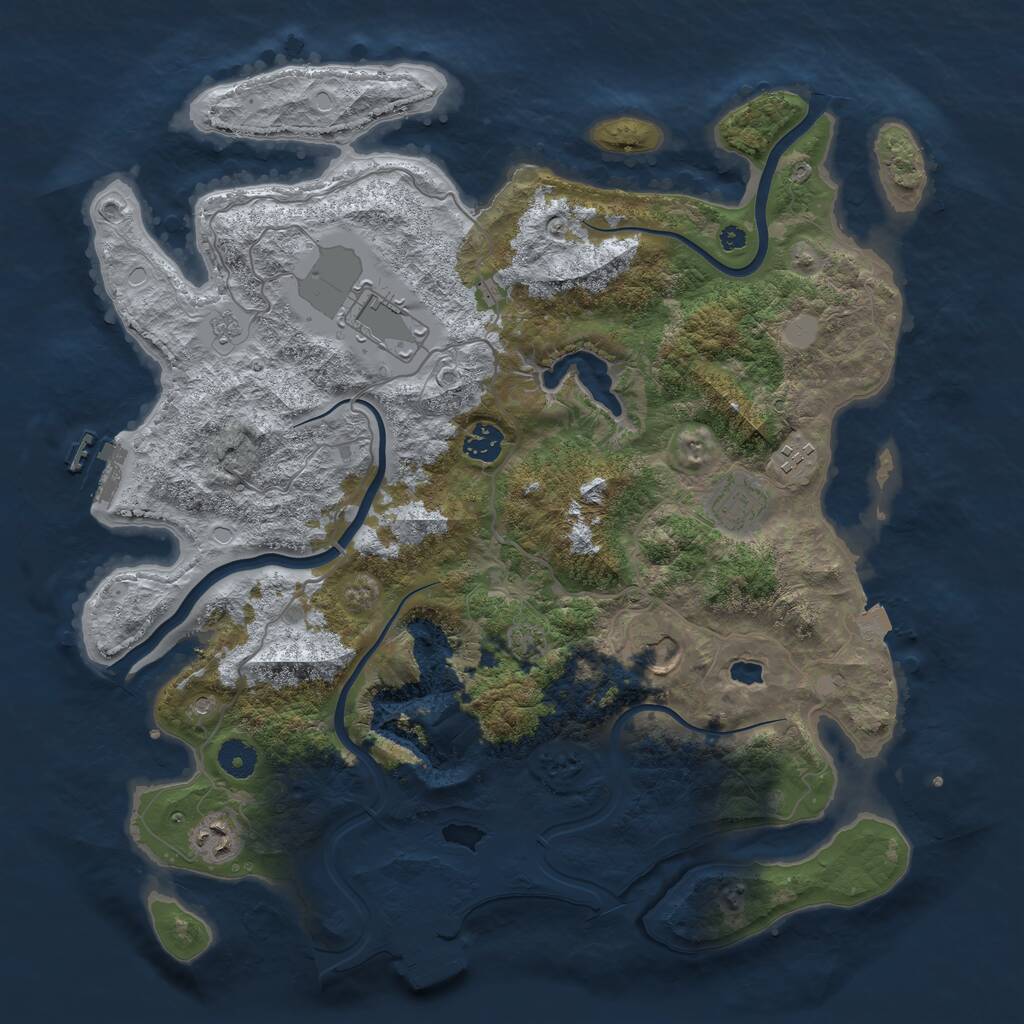 Rust Map: Procedural Map, Size: 4000, Seed: 207449196, 12 Monuments