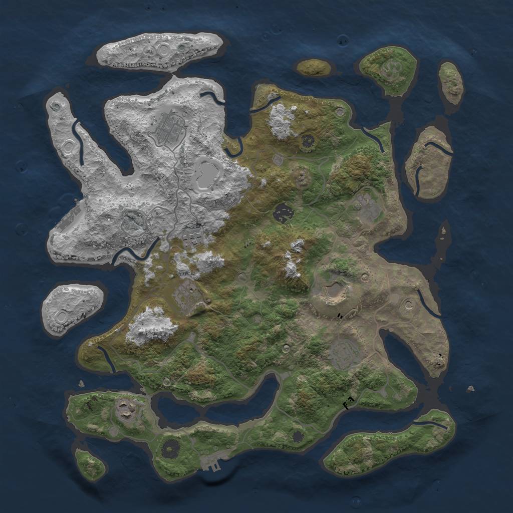 Rust Map: Procedural Map, Size: 4000, Seed: 207449196, 16 Monuments