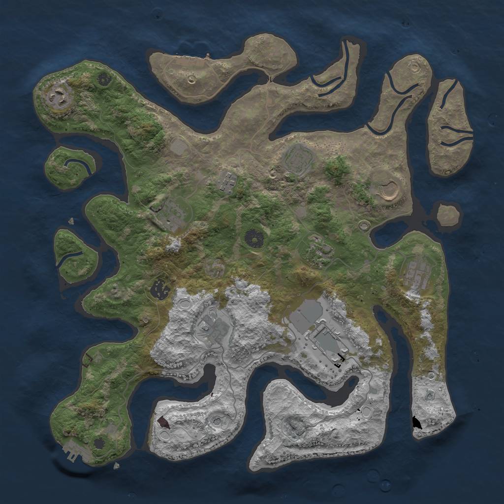 Rust Map: Procedural Map, Size: 3900, Seed: 1441653112, 18 Monuments