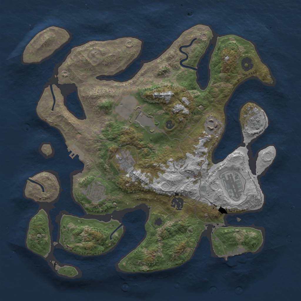 Rust Map: Procedural Map, Size: 3500, Seed: 2130548631, 15 Monuments