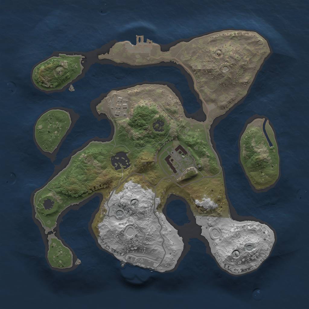 Rust Map: Procedural Map, Size: 2500, Seed: 24999, 11 Monuments