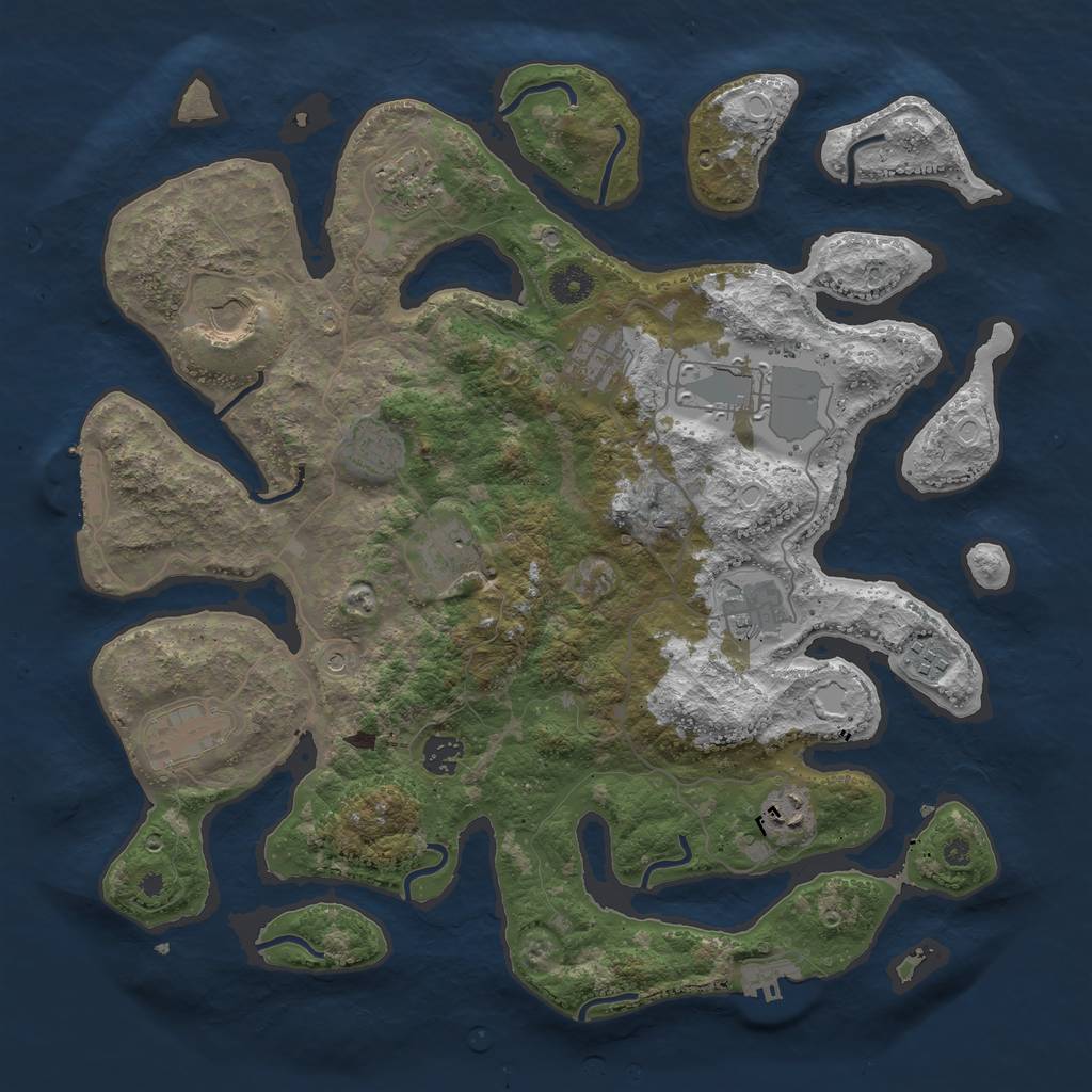 Rust Map: Procedural Map, Size: 3999, Seed: 1635783743, 19 Monuments