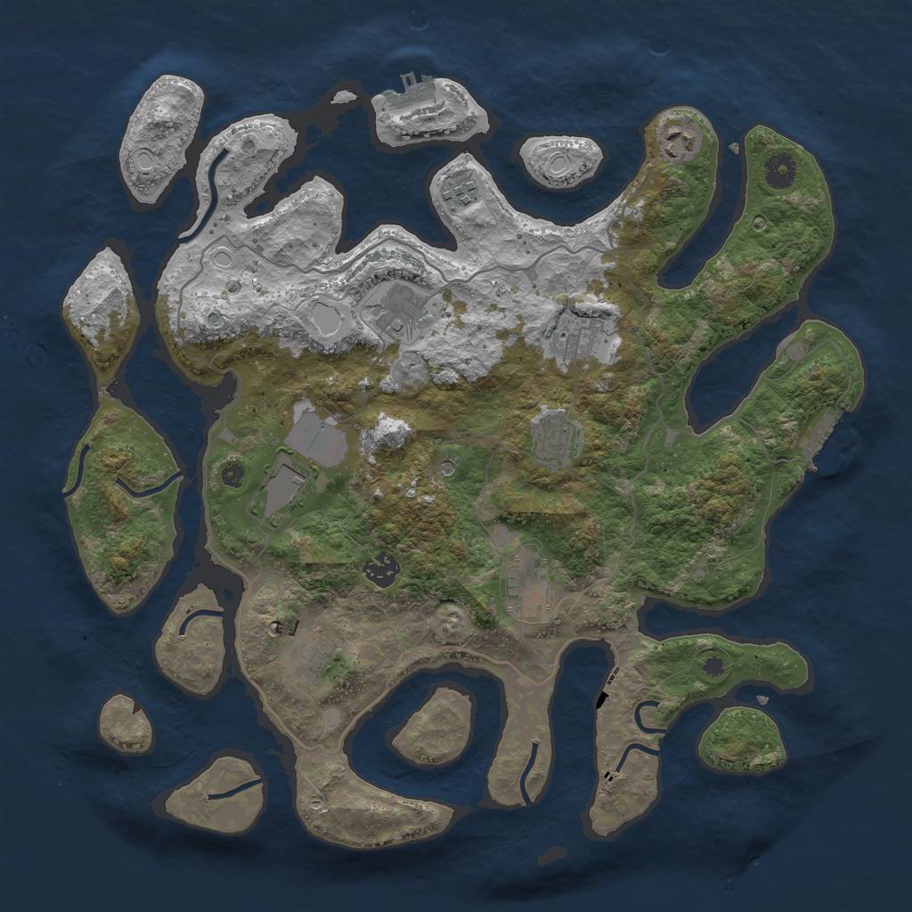 Rust Map: Procedural Map, Size: 4000, Seed: 222111, 17 Monuments