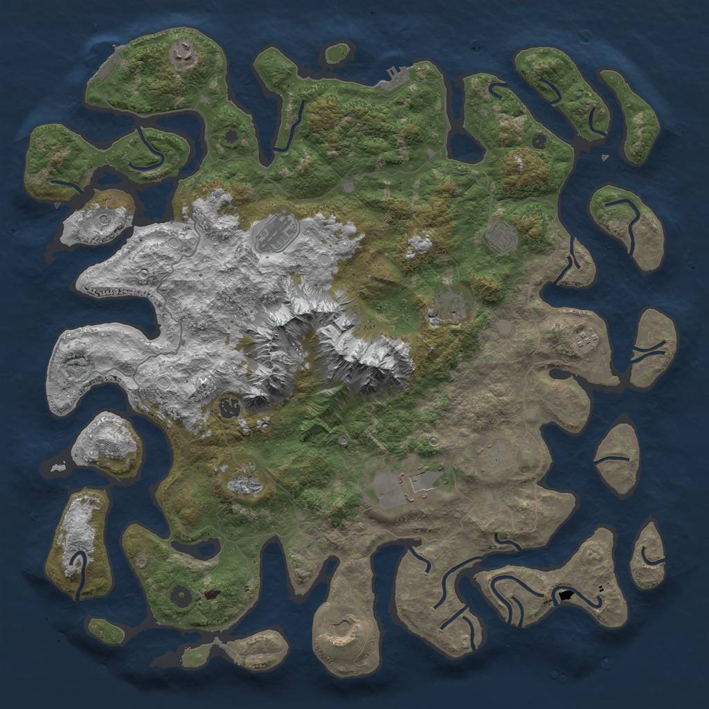 Rust Map: Procedural Map, Size: 5000, Seed: 343, 18 Monuments