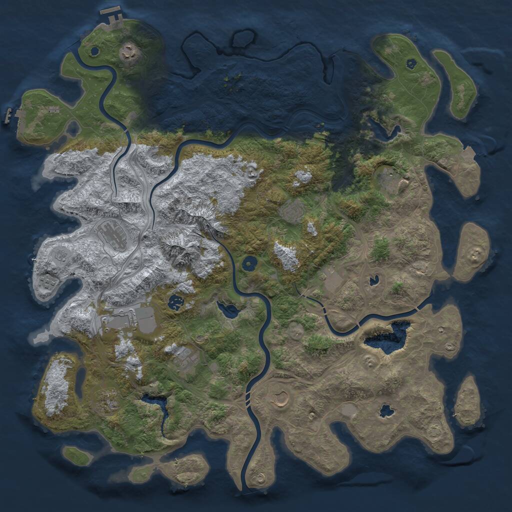 Rust Map: Procedural Map, Size: 5000, Seed: 343, 17 Monuments