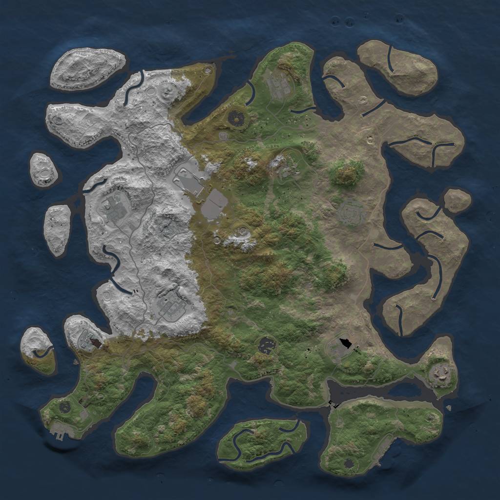 Rust Map: Procedural Map, Size: 4500, Seed: 2147202159, 18 Monuments