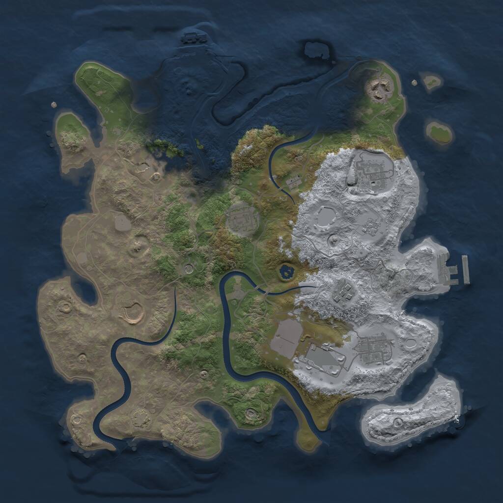 Rust Map: Procedural Map, Size: 3500, Seed: 1307569127, 14 Monuments