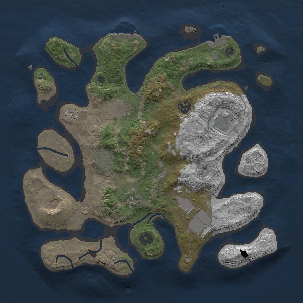 Rust Map: Procedural Map, Size: 3500, Seed: 1307569127, 16 Monuments