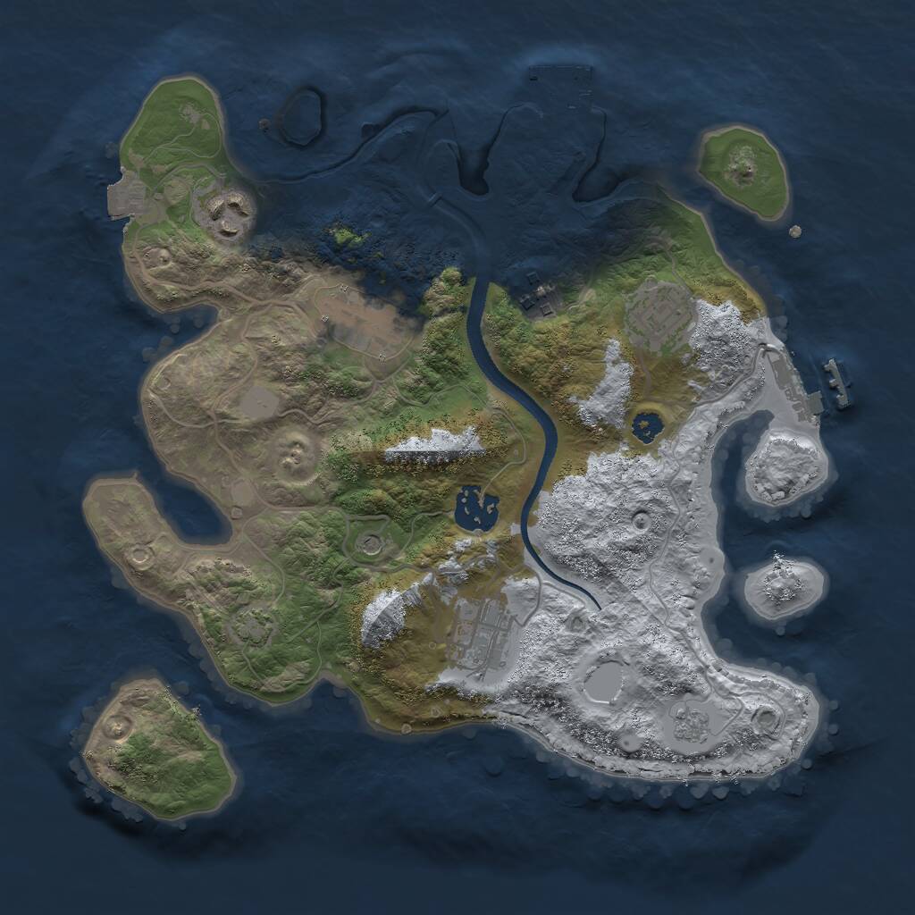 Rust Map: Procedural Map, Size: 3000, Seed: 345881, 12 Monuments