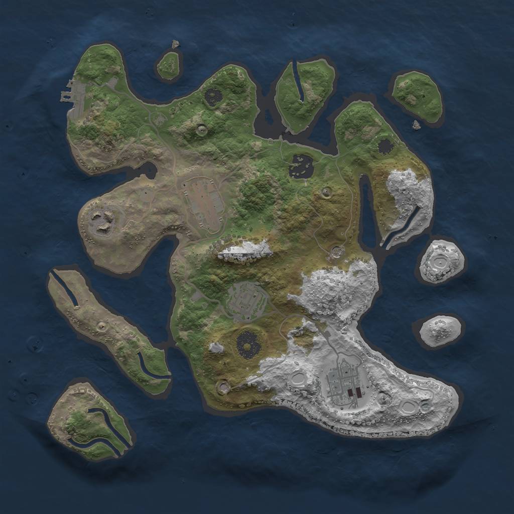 Rust Map: Procedural Map, Size: 3000, Seed: 345881, 12 Monuments