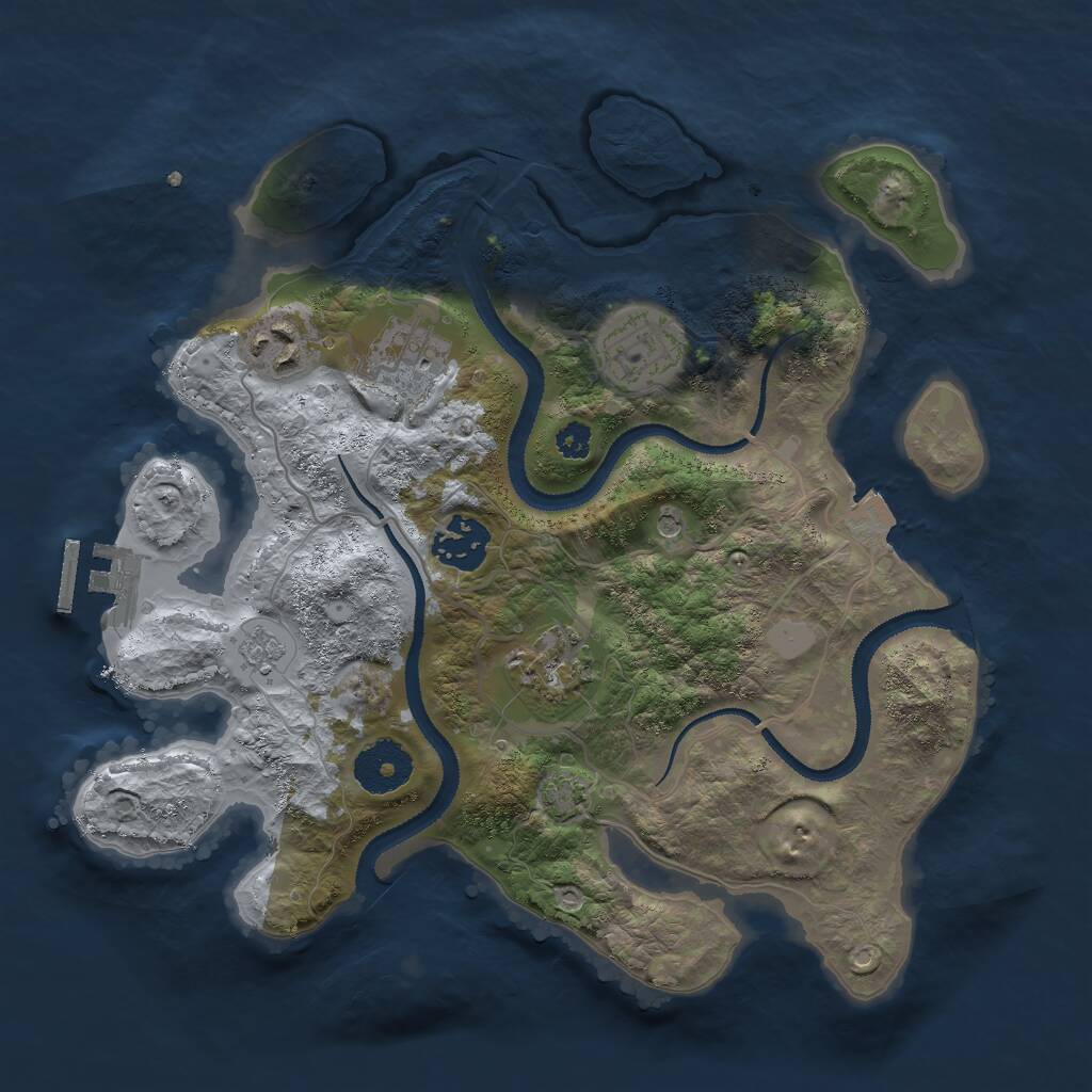 Rust Map: Procedural Map, Size: 3000, Seed: 609461, 10 Monuments