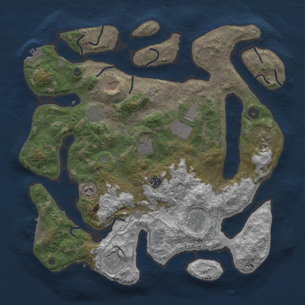 Rust Map: Procedural Map, Size: 4000, Seed: 29923499, 18 Monuments