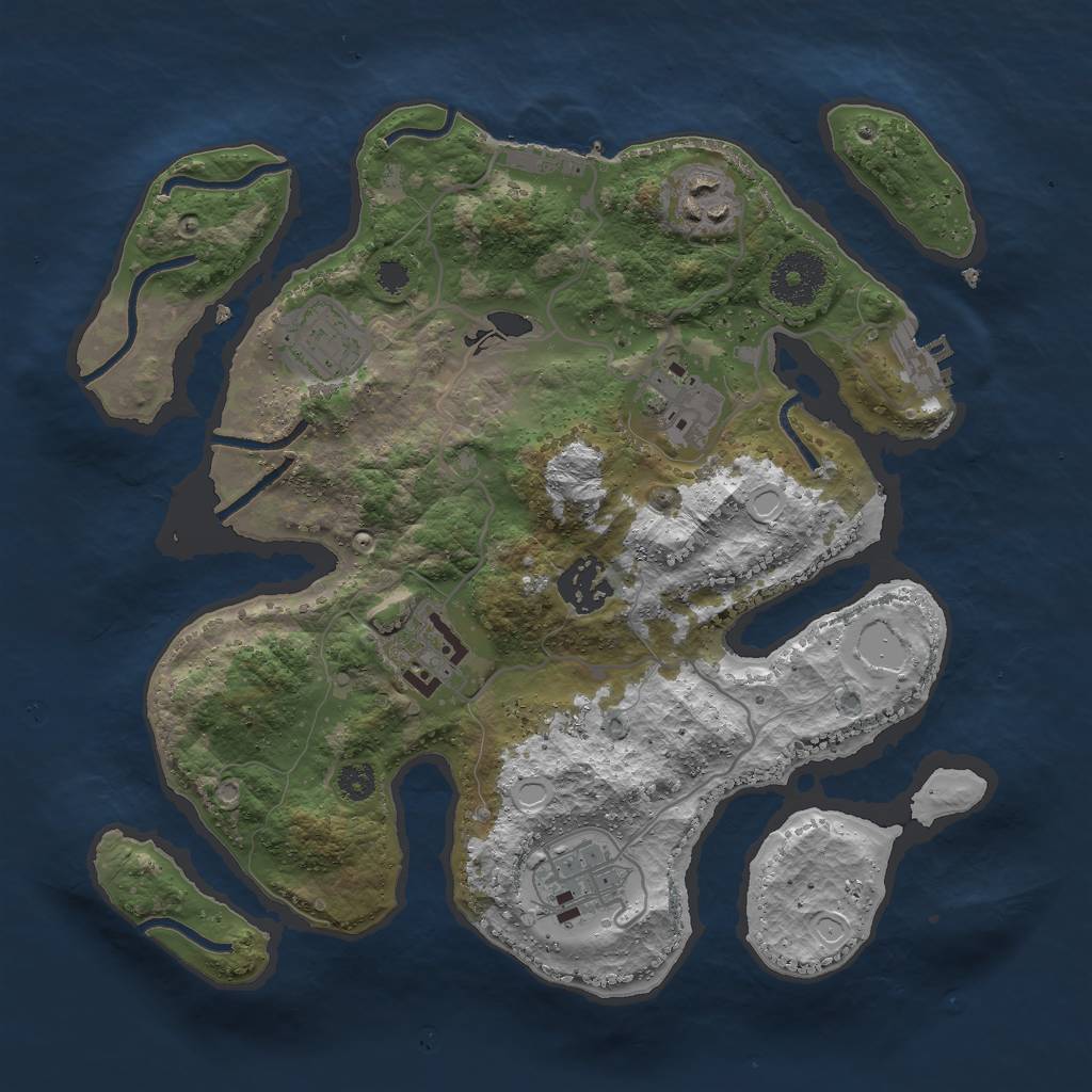 Rust Map: Procedural Map, Size: 3000, Seed: 2417, 13 Monuments