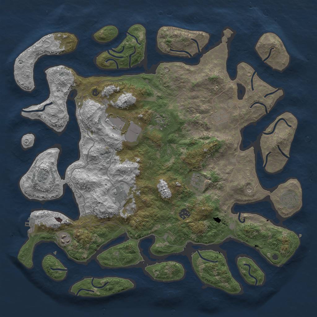 Rust Map: Procedural Map, Size: 4500, Seed: 199575473, 16 Monuments