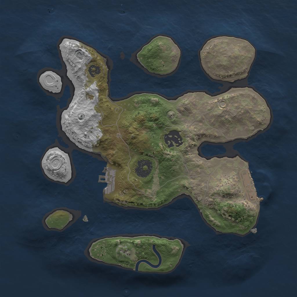 Rust Map: Procedural Map, Size: 2500, Seed: 3921, 8 Monuments