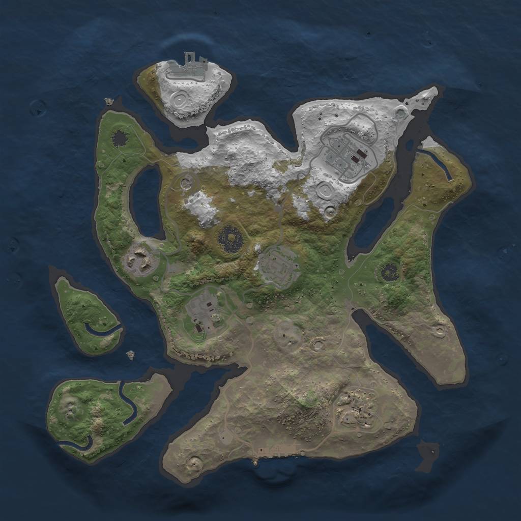Rust Map: Procedural Map, Size: 3000, Seed: 683268, 13 Monuments