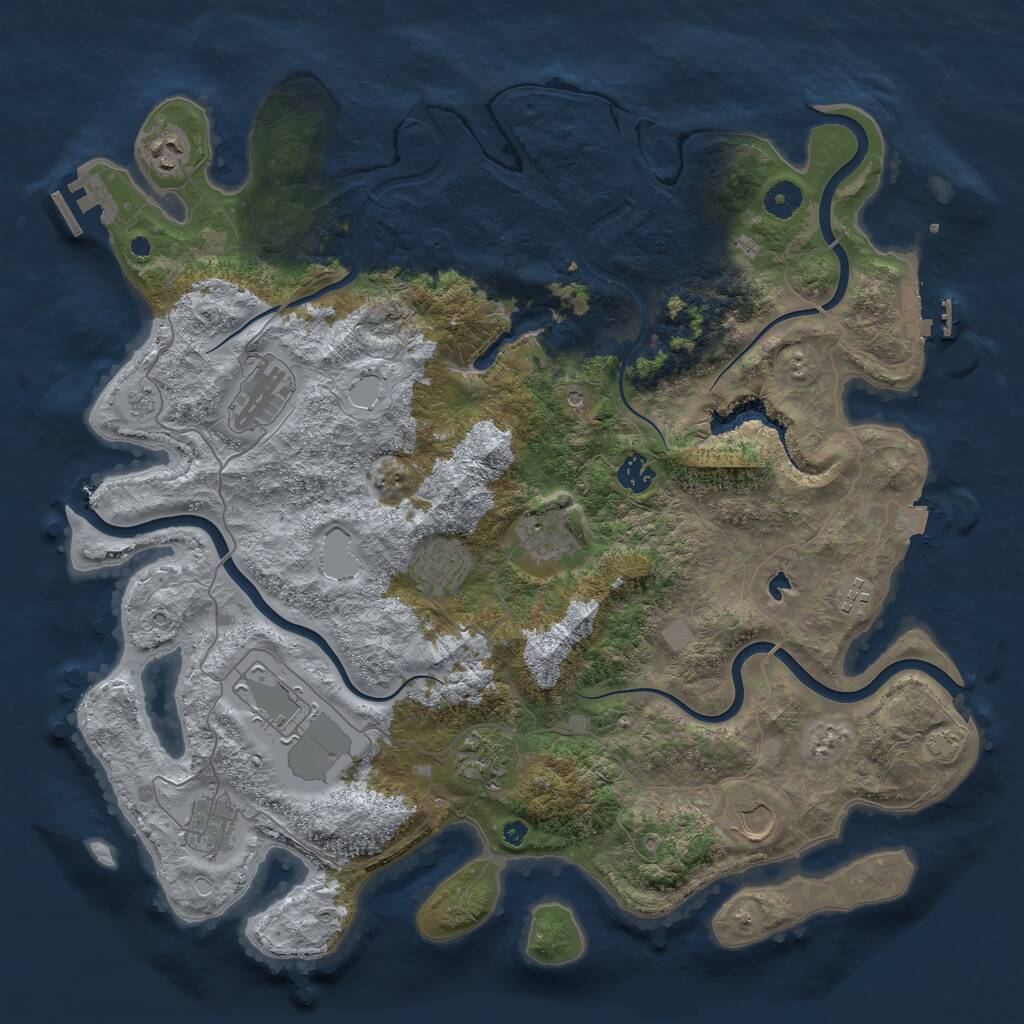 Rust Map: Procedural Map, Size: 4200, Seed: 5000000, 16 Monuments