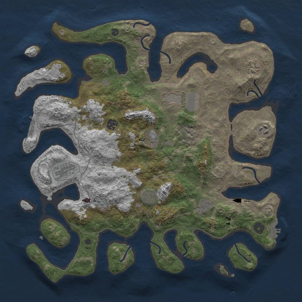 Rust Map: Procedural Map, Size: 4200, Seed: 288996, 17 Monuments
