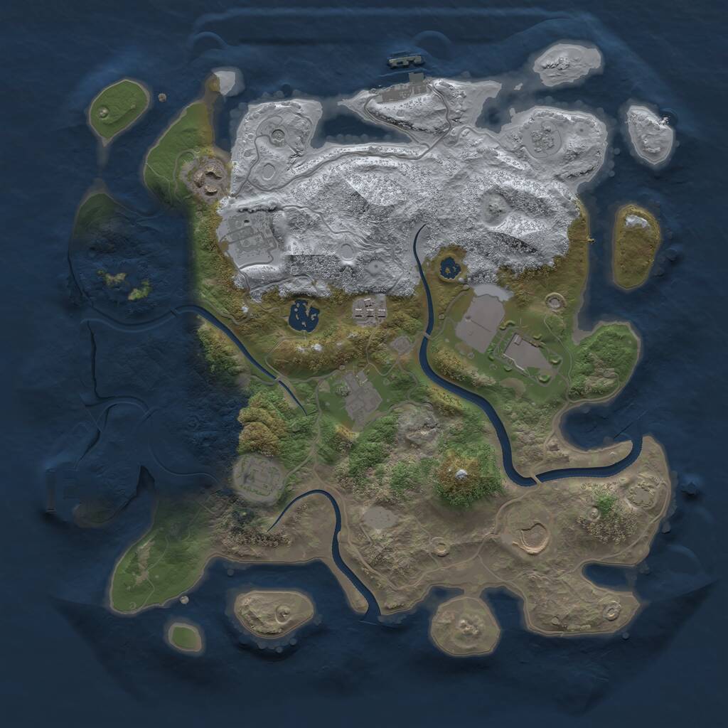 Rust Map: Procedural Map, Size: 3500, Seed: 1070180293, 14 Monuments