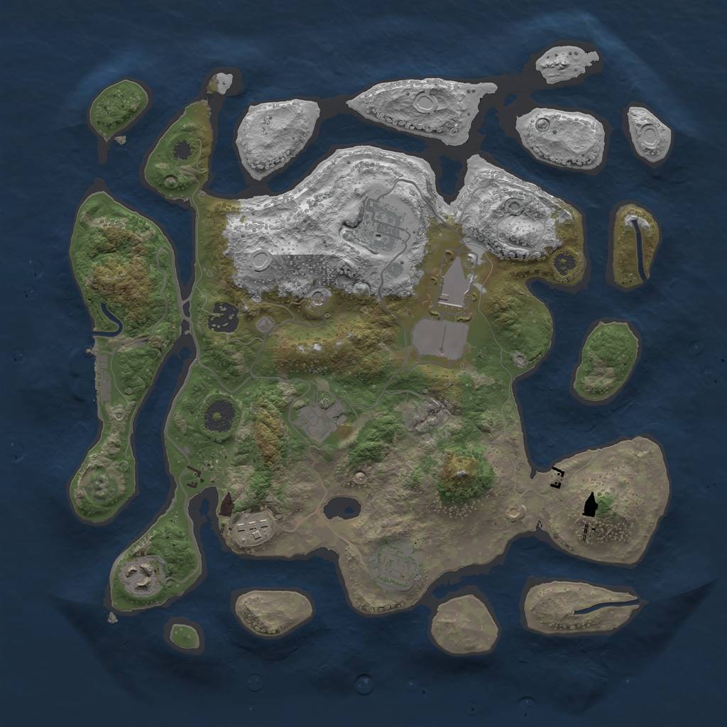 Rust Map: Procedural Map, Size: 3500, Seed: 1070180293, 14 Monuments