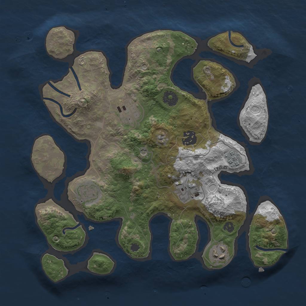 Rust Map: Procedural Map, Size: 3000, Seed: 374359, 12 Monuments