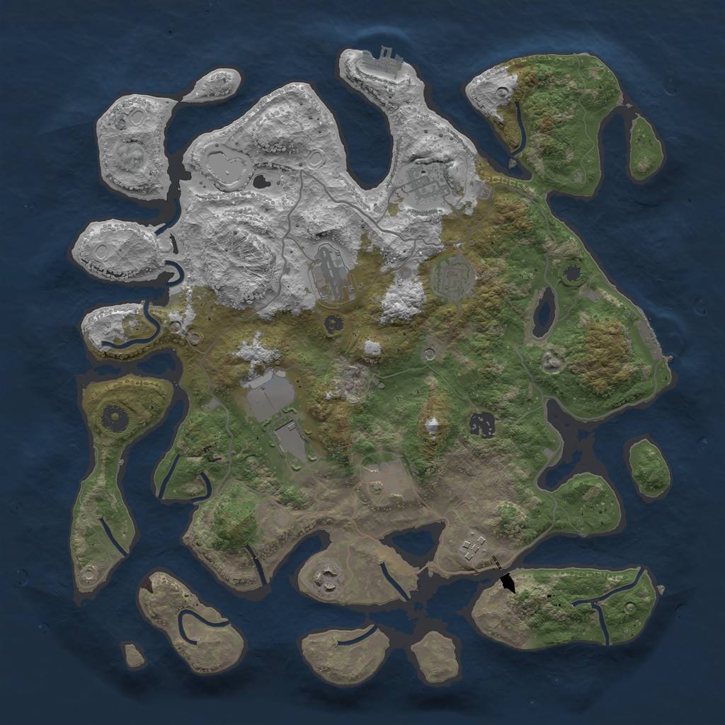 Rust Map: Procedural Map, Size: 4000, Seed: 1074297400, 16 Monuments