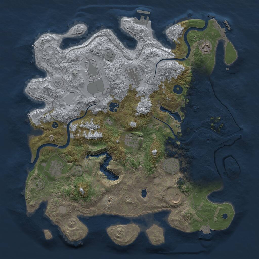 Rust Map: Procedural Map, Size: 4000, Seed: 1074297400, 15 Monuments