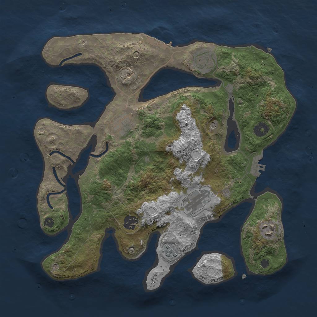 Rust Map: Procedural Map, Size: 3250, Seed: 1794675704, 14 Monuments
