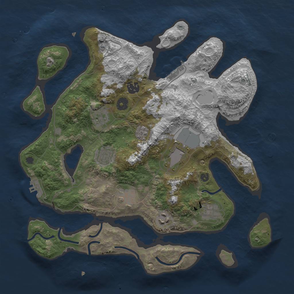 Rust Map: Procedural Map, Size: 3500, Seed: 904465168, 16 Monuments