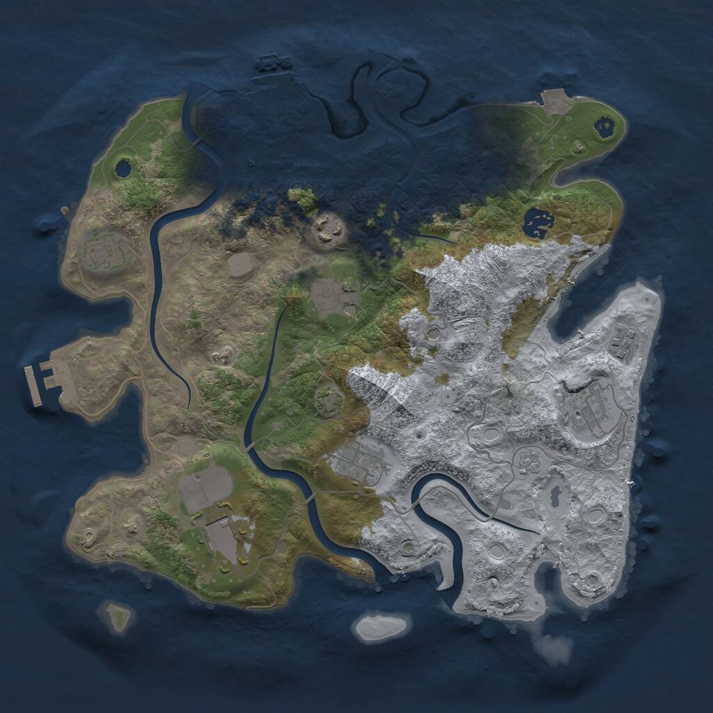 Rust Map: Procedural Map, Size: 3500, Seed: 1022456066, 14 Monuments