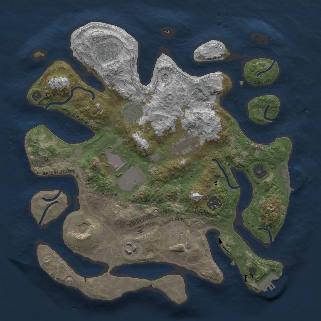 Rust Map: Procedural Map, Size: 3500, Seed: 1091076743, 16 Monuments