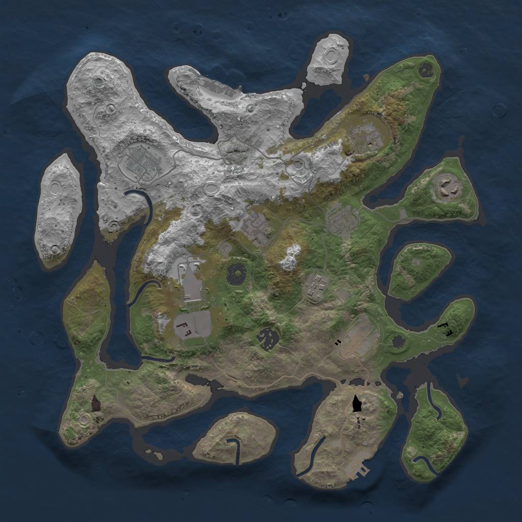 Rust Map: Procedural Map, Size: 3600, Seed: 1729678896, 17 Monuments