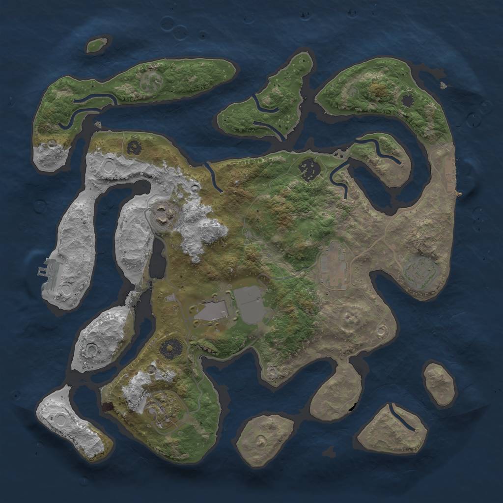 Rust Map: Procedural Map, Size: 3500, Seed: 2020983530, 13 Monuments