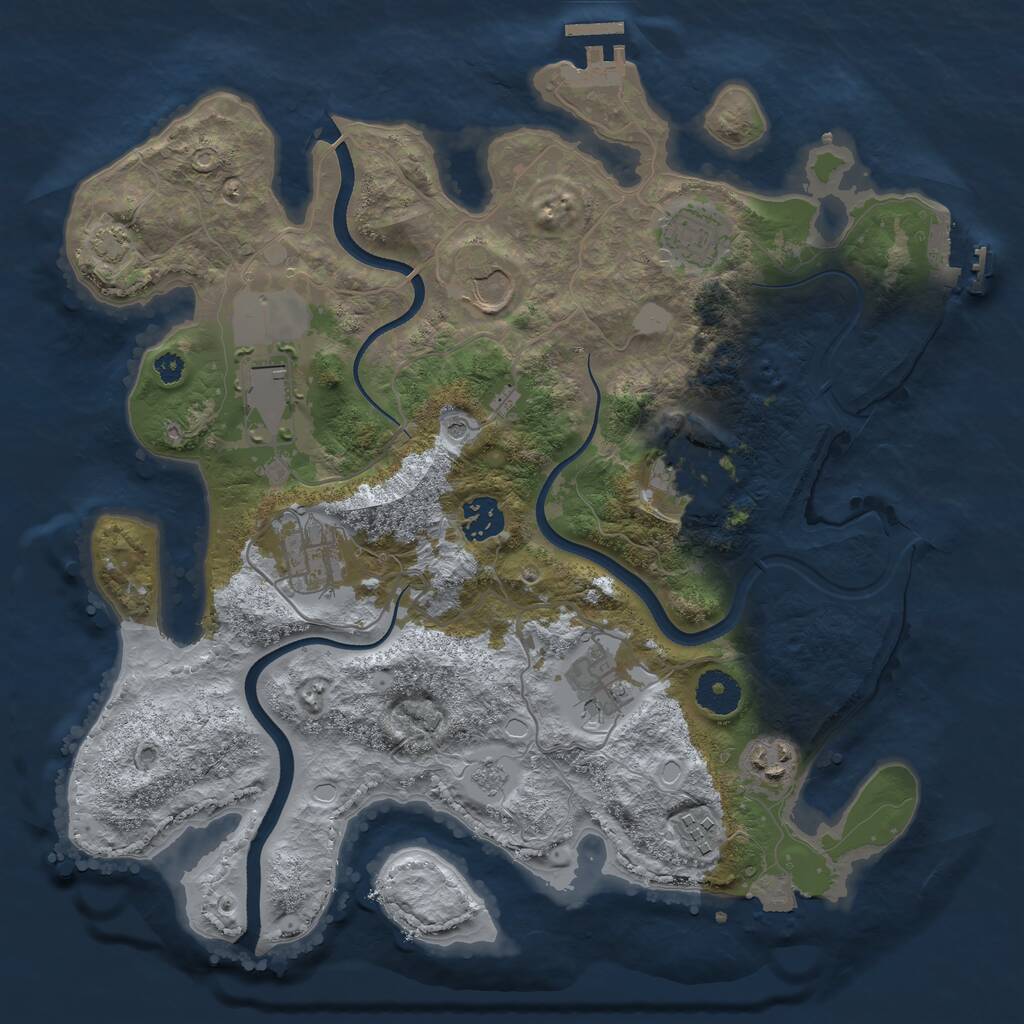 Rust Map: Procedural Map, Size: 3500, Seed: 772144747, 15 Monuments