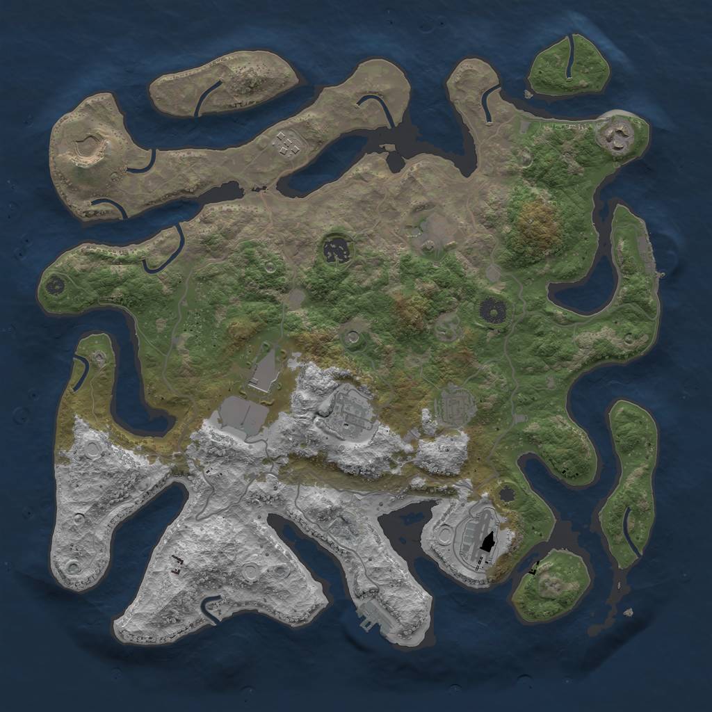 Rust Map: Procedural Map, Size: 4000, Seed: 447652633, 17 Monuments