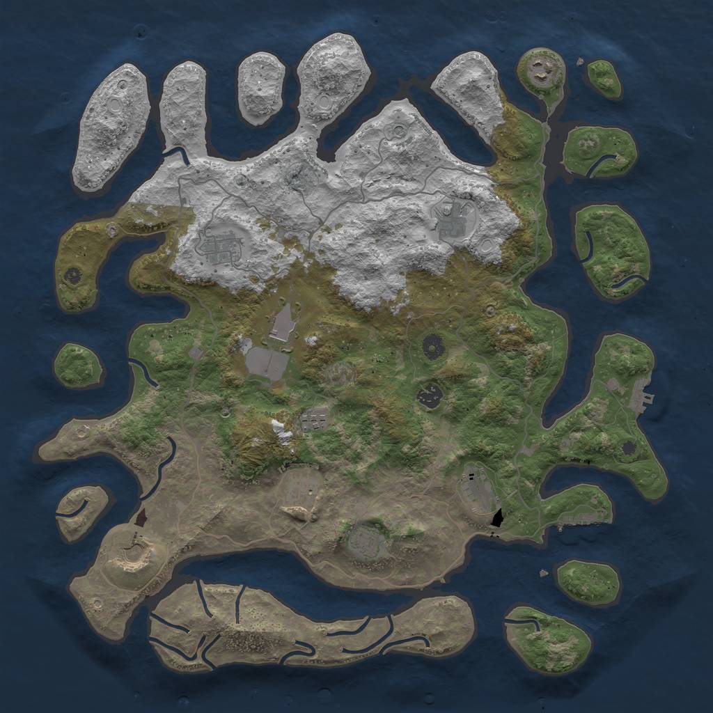 Rust Map: Procedural Map, Size: 4500, Seed: 16500, 18 Monuments