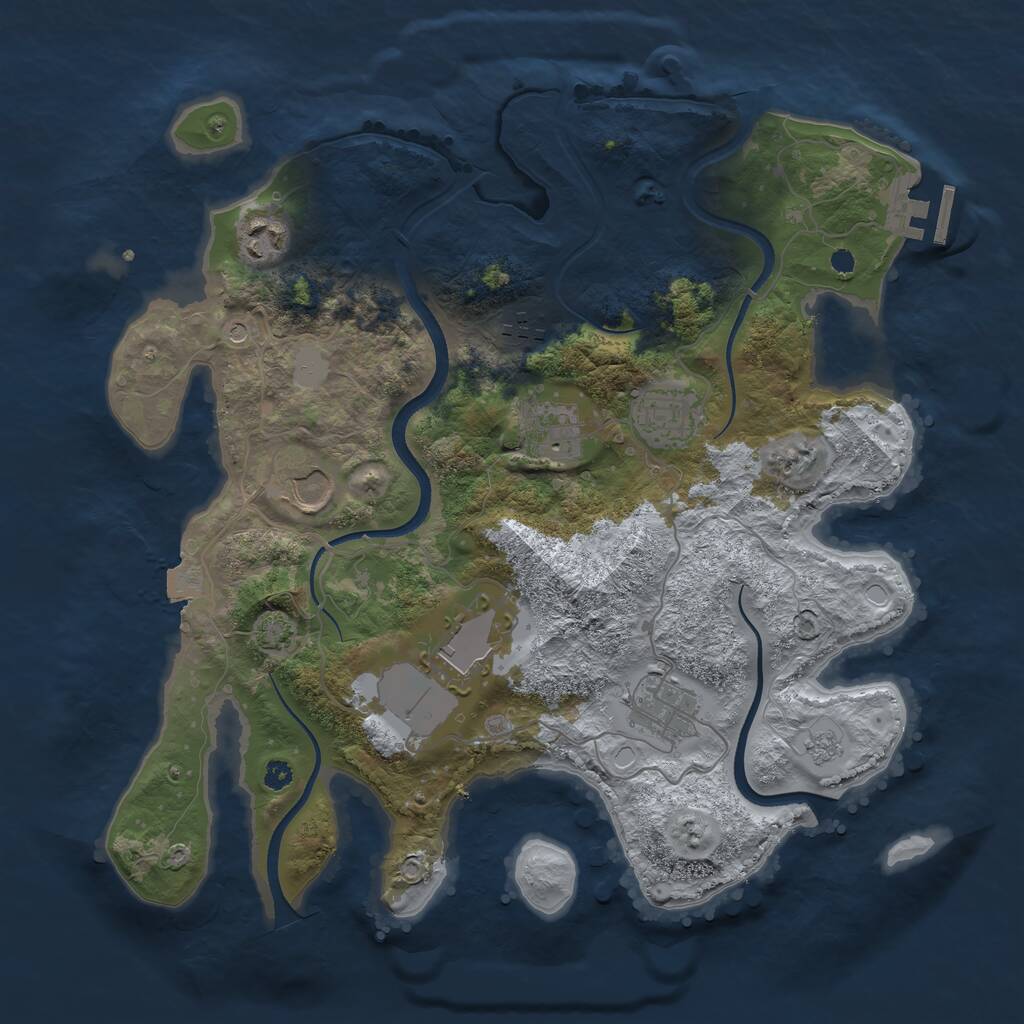 Rust Map: Procedural Map, Size: 3500, Seed: 12000, 12 Monuments