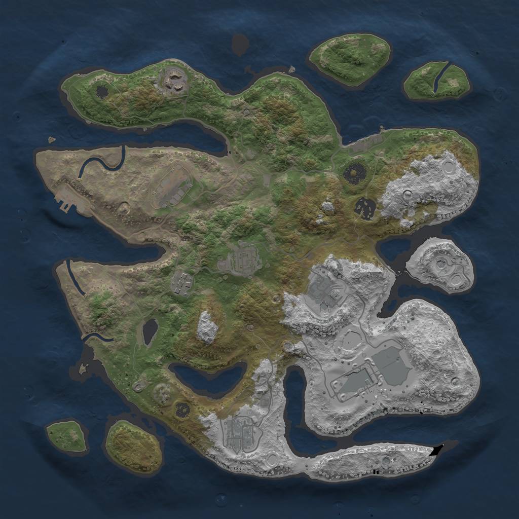 Rust Map: Procedural Map, Size: 3600, Seed: 215284765, 16 Monuments