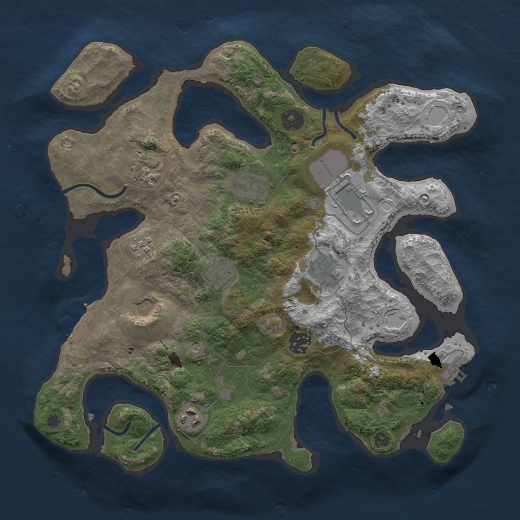 Rust Map: Procedural Map, Size: 3500, Seed: 367486211, 17 Monuments