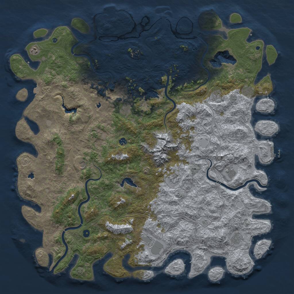 Rust Map: Procedural Map, Size: 6000, Seed: 603548046, 17 Monuments