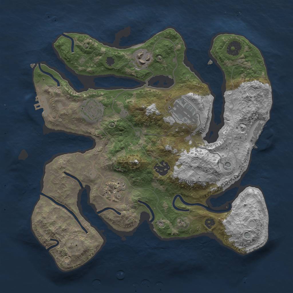 Rust Map: Procedural Map, Size: 3000, Seed: 1095425404, 13 Monuments