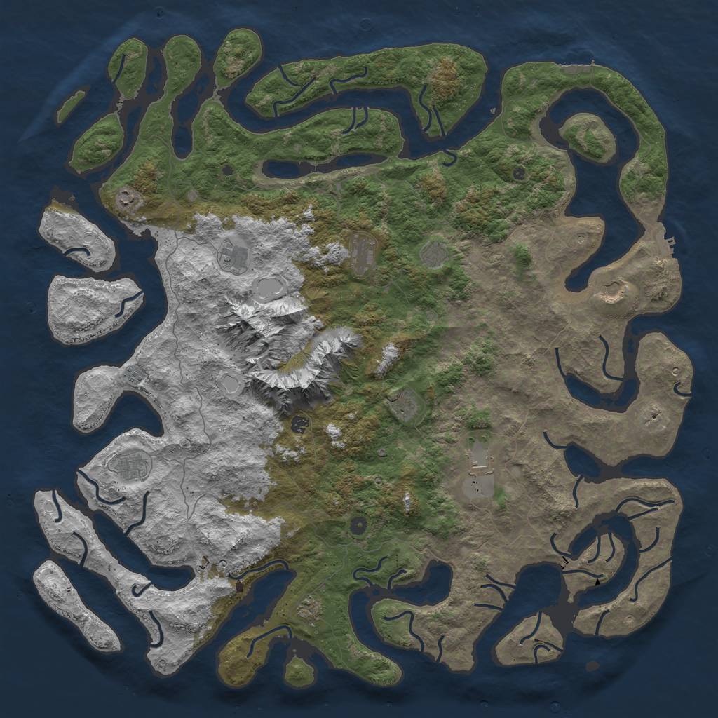 Rust Map: Procedural Map, Size: 6000, Seed: 1454091184, 19 Monuments
