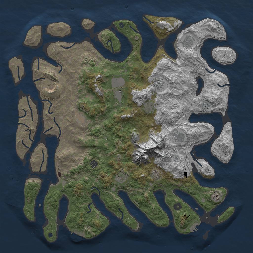Rust Map: Procedural Map, Size: 5000, Seed: 1322912811, 19 Monuments