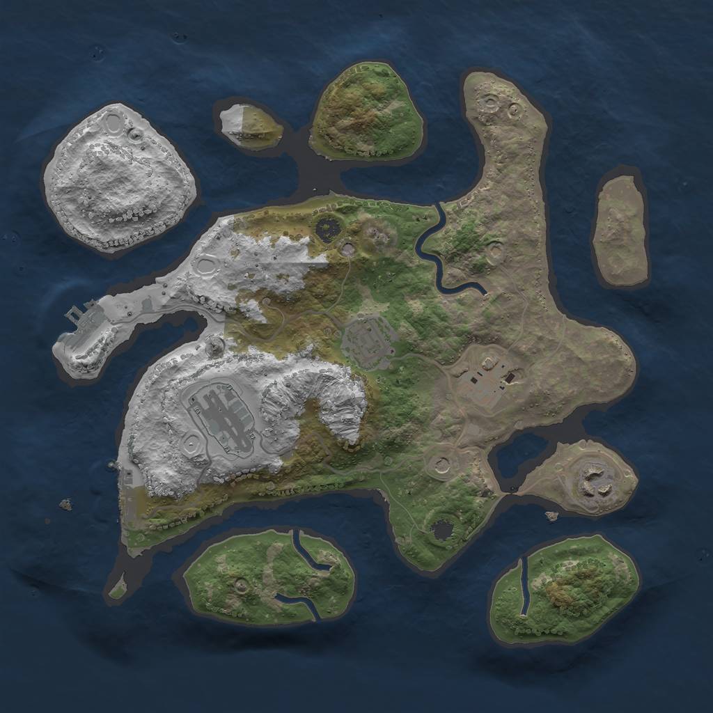 Rust Map: Procedural Map, Size: 3000, Seed: 54788, 12 Monuments