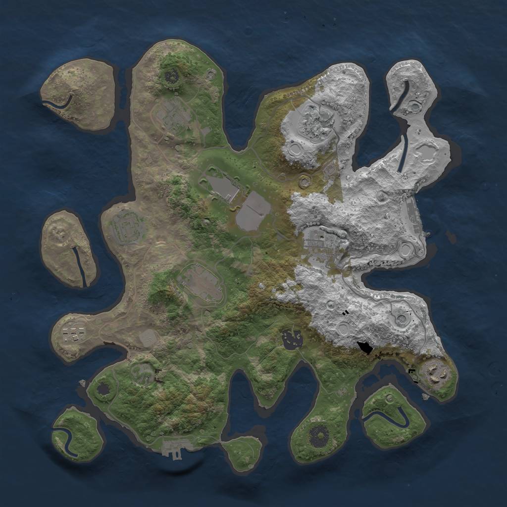 Rust Map: Procedural Map, Size: 3500, Seed: 1105541100, 17 Monuments