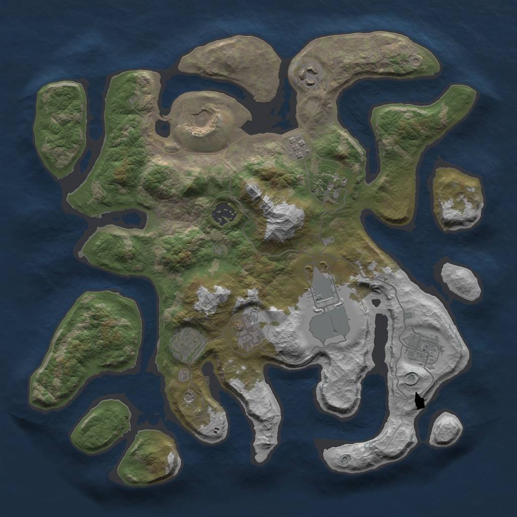 Rust Map: Barren, Size: 3500, Seed: 894, 12 Monuments