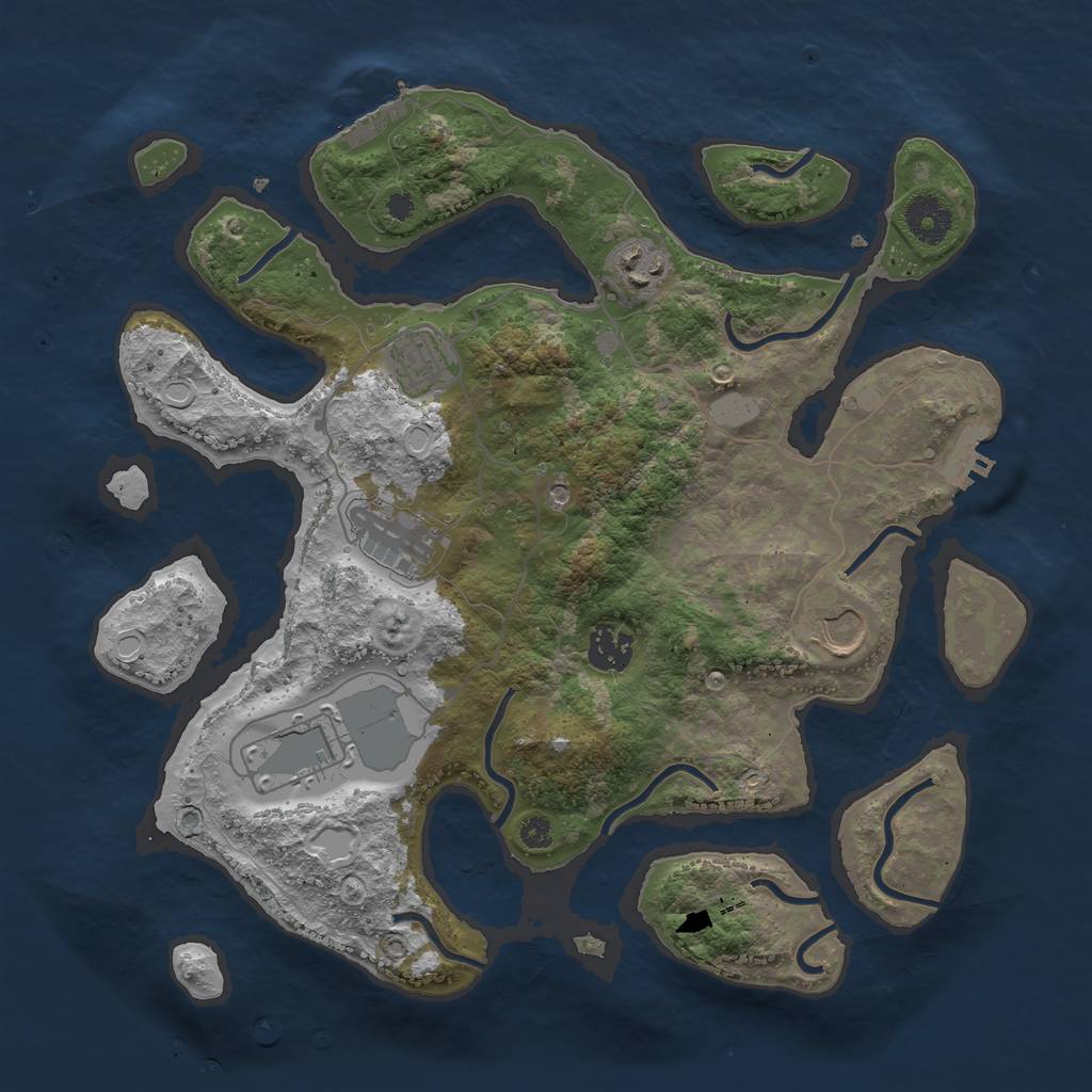 Rust Map: Procedural Map, Size: 3500, Seed: 1203779313, 14 Monuments