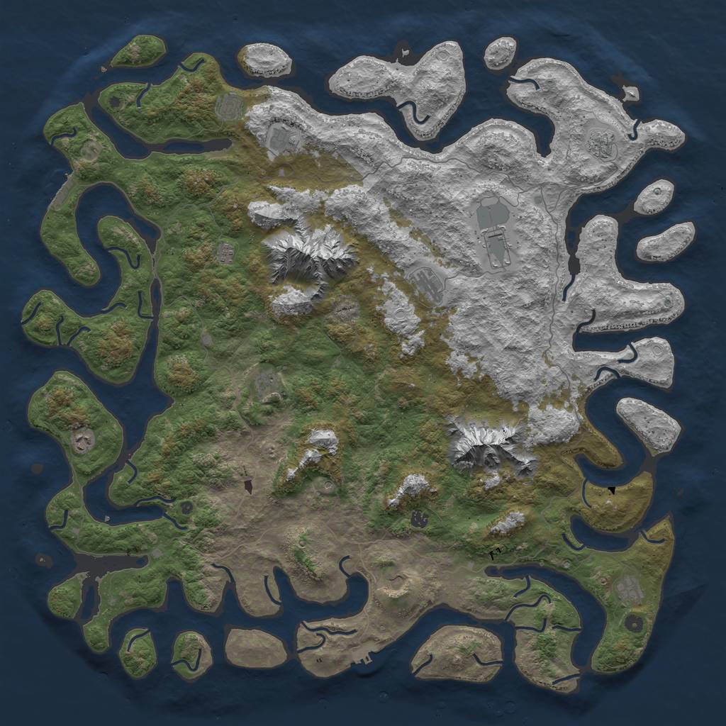 Rust Map: Procedural Map, Size: 6000, Seed: 48645, 19 Monuments