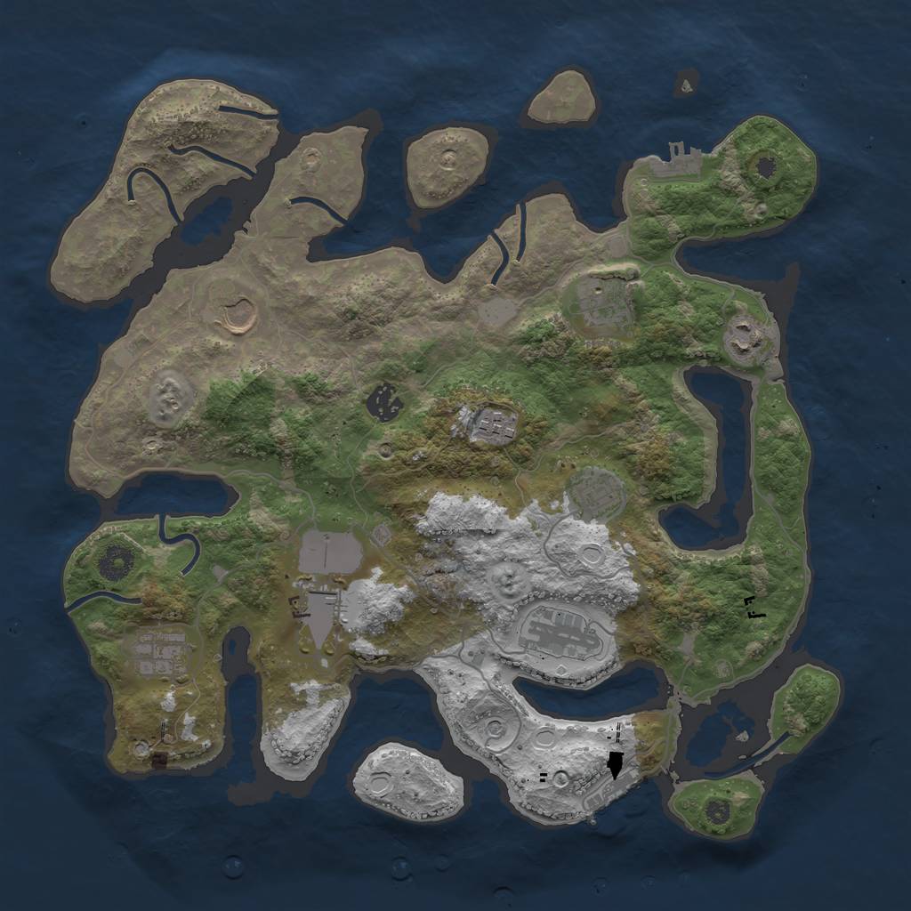 Rust Map: Procedural Map, Size: 3800, Seed: 42083854, 17 Monuments